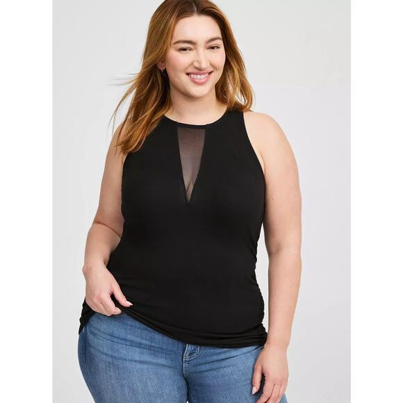 Torrid Foxy Mesh Inset Tank – Black – Size 4X - Picture 3 of 10
